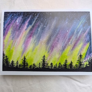 BORÉALIS | imprimée ou carte de voeux, intérieur vierge, enveloppe incluse | Oeuvre d'art aquarelle originale, papeterie aquarelle