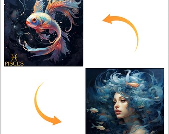 Pisces | Flyp Sticker | Zodiac and Spirituality Changing Transforming Stickers | Car and Laptop Decal Stickers