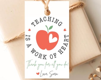Teacher Gift Tag Teacher Appreciation Gift Tag EDITABLE Instant Download