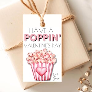Printable Popcorn Valentine's Day Gift Tag Valentine's Day Microwave Popcorn Gift Tag Have a Poppin' Valentine's Day Gift Tag Popcorn Tag