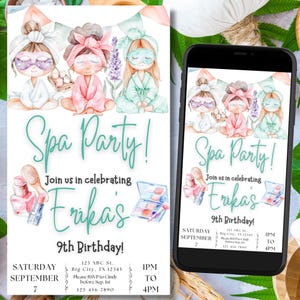 Spa Party Birthday Party Invitation Spa Party Birthday Template Spa Themed Birthday Invitation Spa Party Birthday EDITABLE INSTANT DOWNLOAD