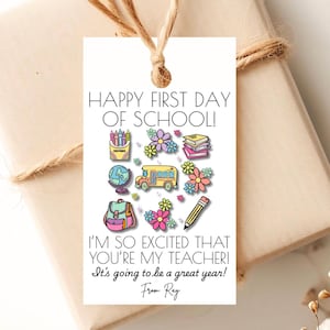 Back to School Gift Tag First Day of School Gift Tag Meet the Teacher Gift Tag Happy First Day of School Gift Tag School Gift Tag Editable