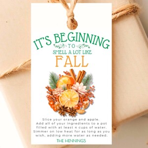 EDITABLE Fall Simmering Potpourri Gift Tag Printable Autumn Simmer Pot Thanksgiving Template Instant Download