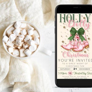 Cowgirl Christmas Invitation Have a Holly Dolly Christmas Invite Howdy Evite Holiday Hoedown EDITABLE Template Digital Download image 6