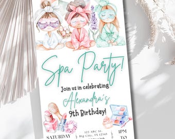 Spa Party Birthday Invitation Pamper Party Invite EDITABLE Template Instant Download
