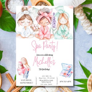 Editable Spa Party Invitation Spa Themed Birthday Party Spa Party Pamper Party Spa Party Template Spa Party Evite Spa Birthday Printable