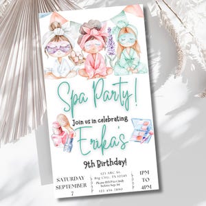 Spa Party Birthday Party Invitation Spa Party Birthday Template Spa Themed Birthday Invitation Spa Party Birthday EDITABLE INSTANT DOWNLOAD