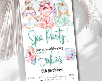 Spa Party Birthday Invitation Pamper Party Invite EDITABLE Canva Template Instant Download