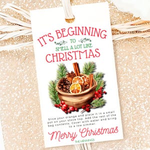 Christmas Potpourri Gift Tag Holiday Simmer Pot Tags It’s Beginning to Smell a Lot Like Christmas Printable EDITABLE Stovetop Template