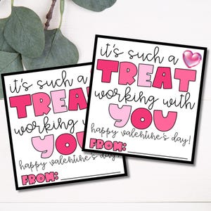 Valentijnsdag cadeaulabel Cadeaulabel voor Valentijnsdag Happy Valentines Day-label Het is zo leuk om met je samen te werken Cadeaulabel Direct downloaden