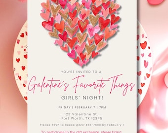 Galentine's Favorite Things Party Invitation Valentine's Day Invite EDITABLE Template
