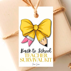 Back to School Gift Tag Teacher Survival Kit EDITABLE Canva Template Instant Download
