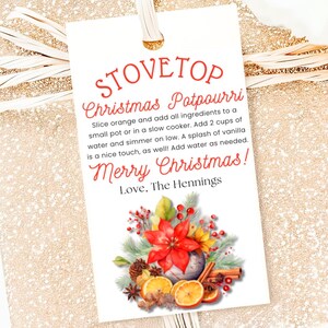 Stovetop Christmas Potpourri Gift Tag Holiday Simmer Pot Printable Tags Editable Template Digital Download