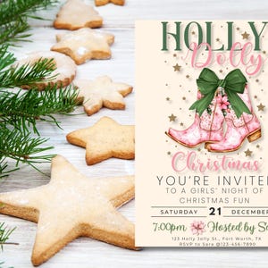 Cowgirl Christmas Invitation Have a Holly Dolly Christmas Invite Howdy Evite Holiday Hoedown EDITABLE Template Digital Download image 7