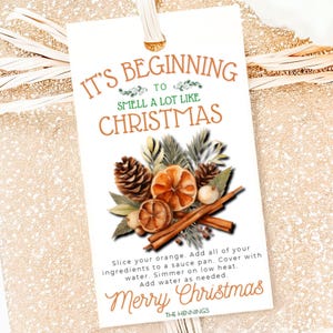Christmas Potpourri Gift Tag Holiday Simmer Pot Tags It’s Beginning to Smell a Lot Like Christmas Printable EDITABLE Stovetop Template