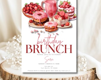 Birthday Brunch Invitation Party Invite EDITABLE Template Instant Download