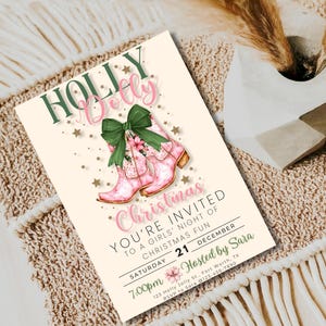 Cowgirl Christmas Invitation Have a Holly Dolly Christmas Invite Howdy Evite Holiday Hoedown EDITABLE Template Digital Download image 5