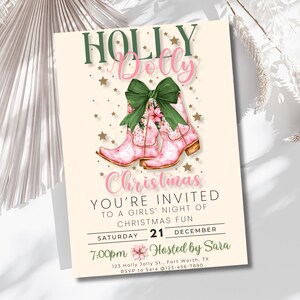 Cowgirl Christmas Invitation Have a Holly Dolly Christmas Invite Howdy Evite Holiday Hoedown EDITABLE Template Digital Download image 8