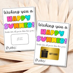 Gift Card Holder Printable Wishing You a Happy Summer Gift Card Holder Printable End of the Year Teacher Appreciation Gift Card Holder