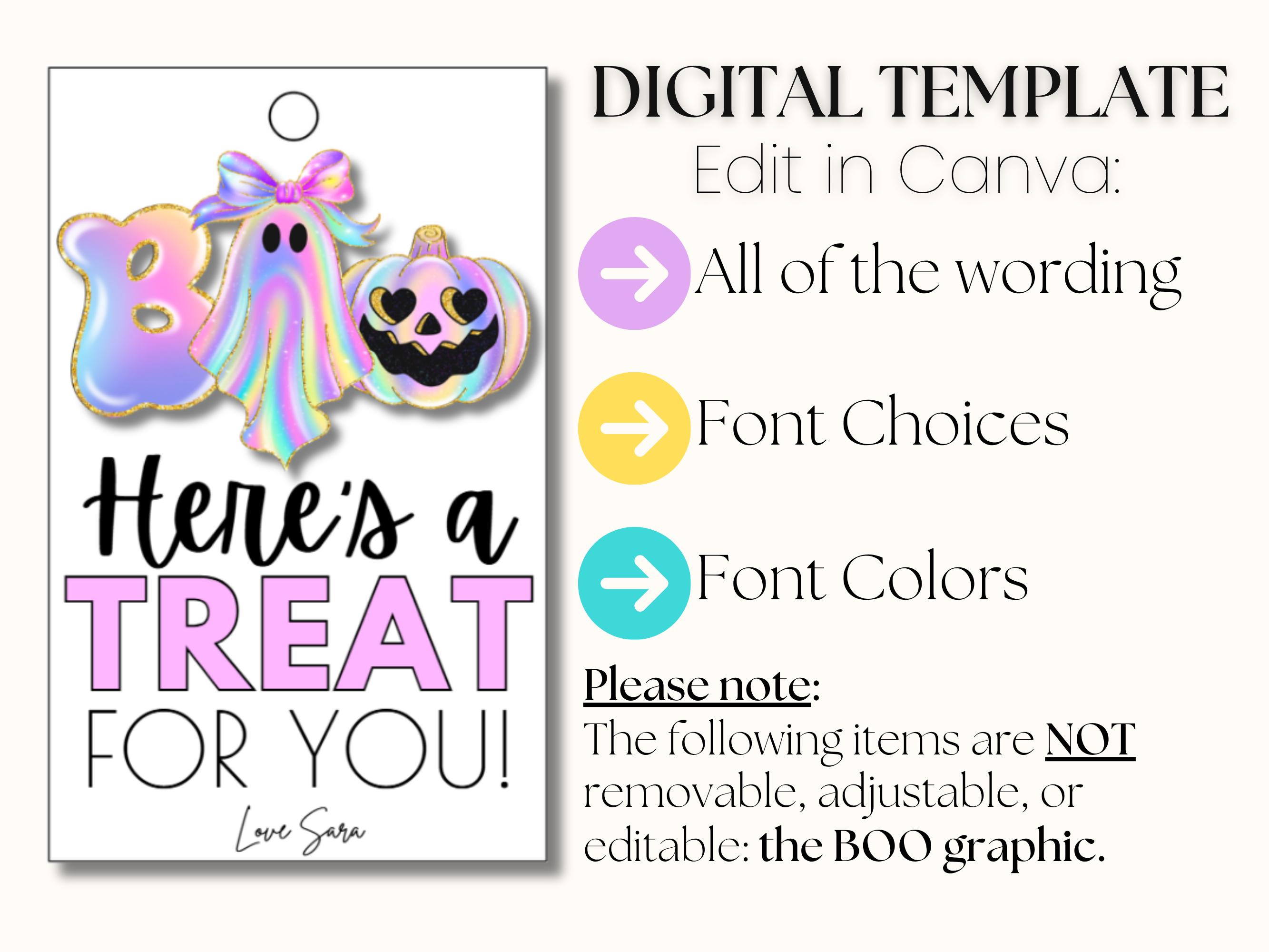 Halloween Gift Tag Boo Here's a Treat for You Printable Ghost Tags ...