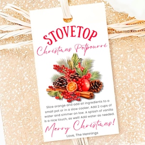 Stovetop Christmas Potpourri Gift Tag Holiday Simmer Pot Gift Tag Printable Holiday Tags Editable Template
