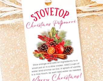 Stovetop Christmas Potpourri Gift Tag Holiday Simmer Pot Gift Tag Printable Holiday Tags Editable Template