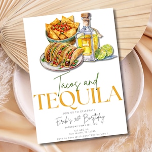 Tacos and Tequila Party Invitation Editable Fiesta Invite EDITABLE Instant Download