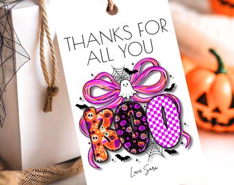 Thanks For All You Boo Halloween Gift Tag Printable Treat Tags Autumn Boo Basket Label Teacher Appreciation Fall Party Favor EDITABLE