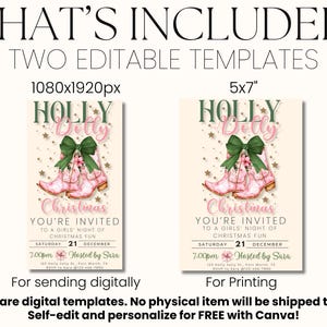 Cowgirl Christmas Invitation Have a Holly Dolly Christmas Invite Howdy Evite Holiday Hoedown EDITABLE Template Digital Download image 2