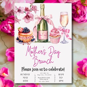 Mother&#39;s Day Brunch Invitation: Champagne Brunch Evite (Digital Download)