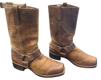 Vintage 90s 00s Frye Motorcycle Boots Harness Engineer Black