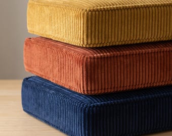 Custom Corduroy Bench Cushion With Foam, Window Seat Cushion, Reading Nook Cushion, 2-5" Thickness Options, 250+ Colors, Custom Size