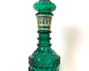 Vintage Emerald Green Kentucky Jim Beam Bourbon 1968 Liquor Decanter met Stopper Wet Bar Decor