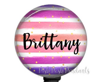 Striped Personalized Badge Reel Holder 846