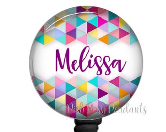 Personalized Badge Holder, Geometric Badge Reel, Retractable Badge Holder, Badge Holder, Nursing Badge Reel 755