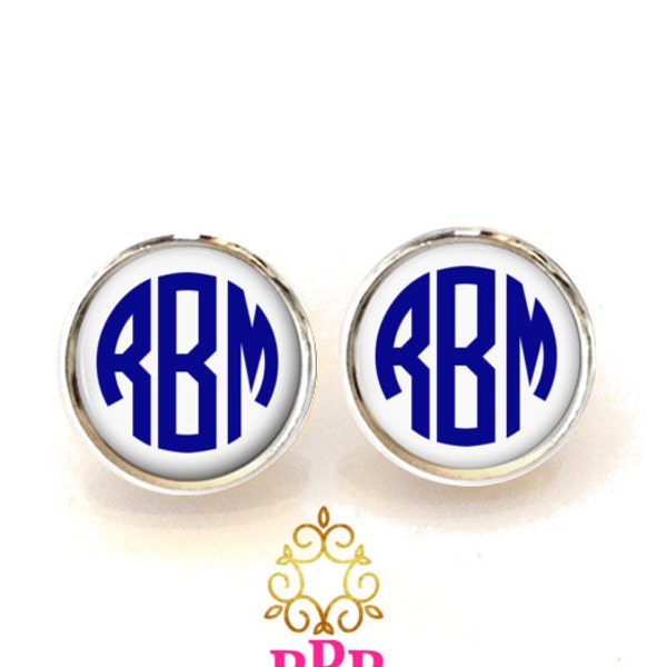 Monogram Earrings, Pendant Earrings, Silver Stud Earrings, Dangle Earrings, Personalized Studs, Personalized Jewelry, Monogram Studs (342)