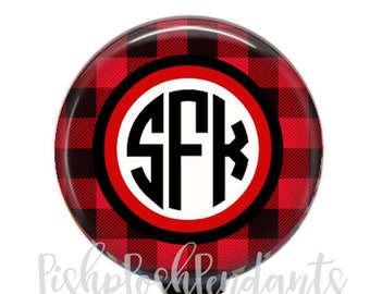 Monogram Badge Reel, Buffalo Plaid Personalized Retractable Badge, Nurse Name Badge, Student ID Tag, Style 534