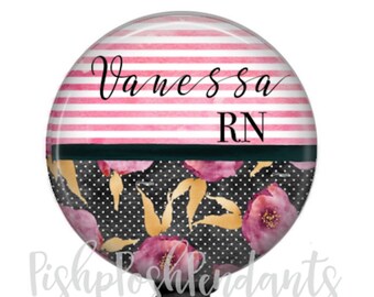 Floral Retractable Badge Holder, Personalized Badge Reel, Nurse Badge Reel, ID Badge Reel  910