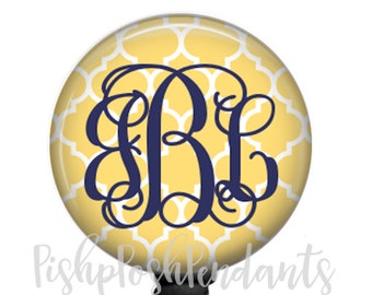 Monogram Retractable Badge Reel, Personalized Badge Holder, Nurse Name Badge, Badge ID Clip, Style 463