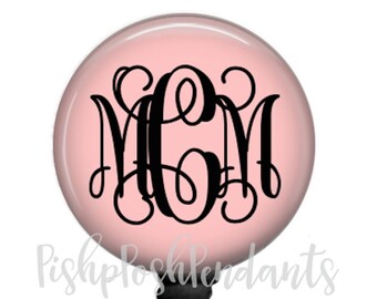 Monogram Badge Reel, Blush Pink Personalized Retractable Badge, Nurse Name Badge, Lanyard Badge, Style 471