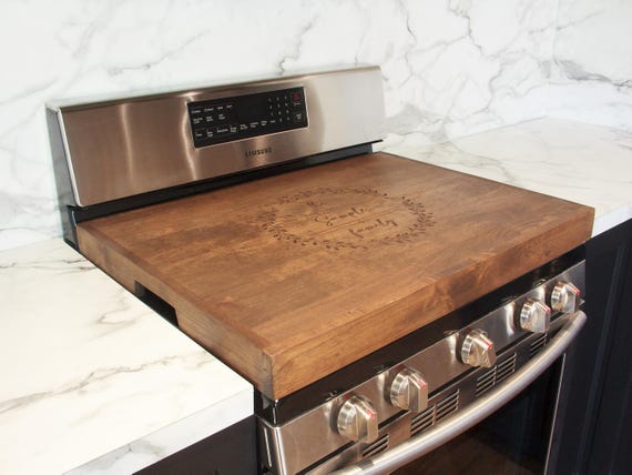 Personalized Oak Stove Top Cover: Gas & Electric Range Noodle Board, Personalized Gift, Mother's Day Gift