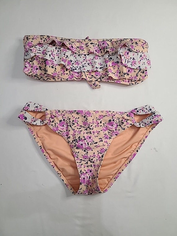 Hot Water Ruffle Top Two Piece Floral Swimsuit Bikini Size Medium Bathing Suit Etsy UK