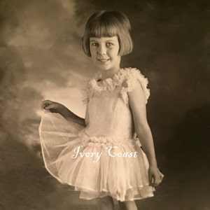Little Girl in Ballerina Dress Vintage Photo. Digital, Download, sepia, child, dance, portrait, dress up, brown, instant, #15/P2/emic