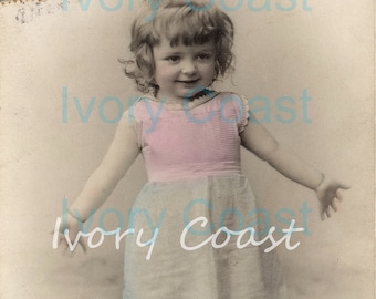 First Ta Da.  Vintage, girl, photo. Digital Download. Instant, transfer, image, pink, cute, funny, sweet, child, dance, play, fun, #14PIC/FI