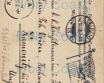 Ship Postcard Letter Address Ephemera Digital Download.  Instant image transfer handwriting script craft collage mixed media   12ps ps fp