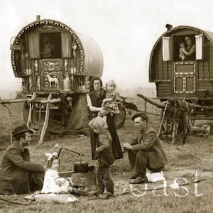 Gypsy Wagon 2 Vintage Image Photo.  Descarga digital Instantánea, transferencia, histórico, nómada, familia de viajeros ephemera fotografía, #15P2 / EMB