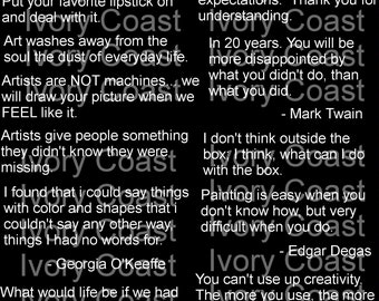 Artist Funny #1 Inspirational Sarcastic Quotes Digital download clipart sheet for mixed media, cards, magnets, scrapbooking, ephemera, black
