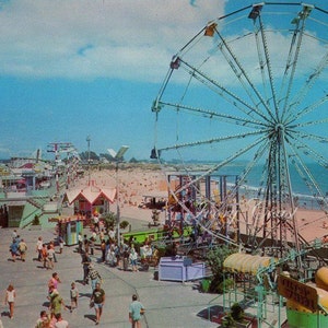 Santa Cruz California Beach Boardwalk Vintage Postal.  Descarga digital.  Imagen, Traslado, carnaval, diversión, juego, arena, mar, juego, #15P2/ES