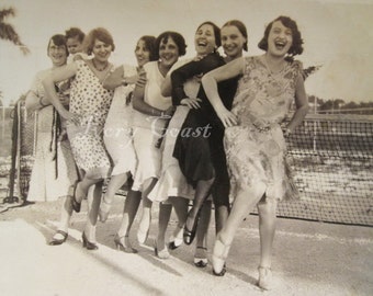 Leg Up Silly Ladies Vintage Photo.  Fun, playful, sisters, friends, pals.  Digital Download.  Photograph, collage, girls, funny. #16P/ES