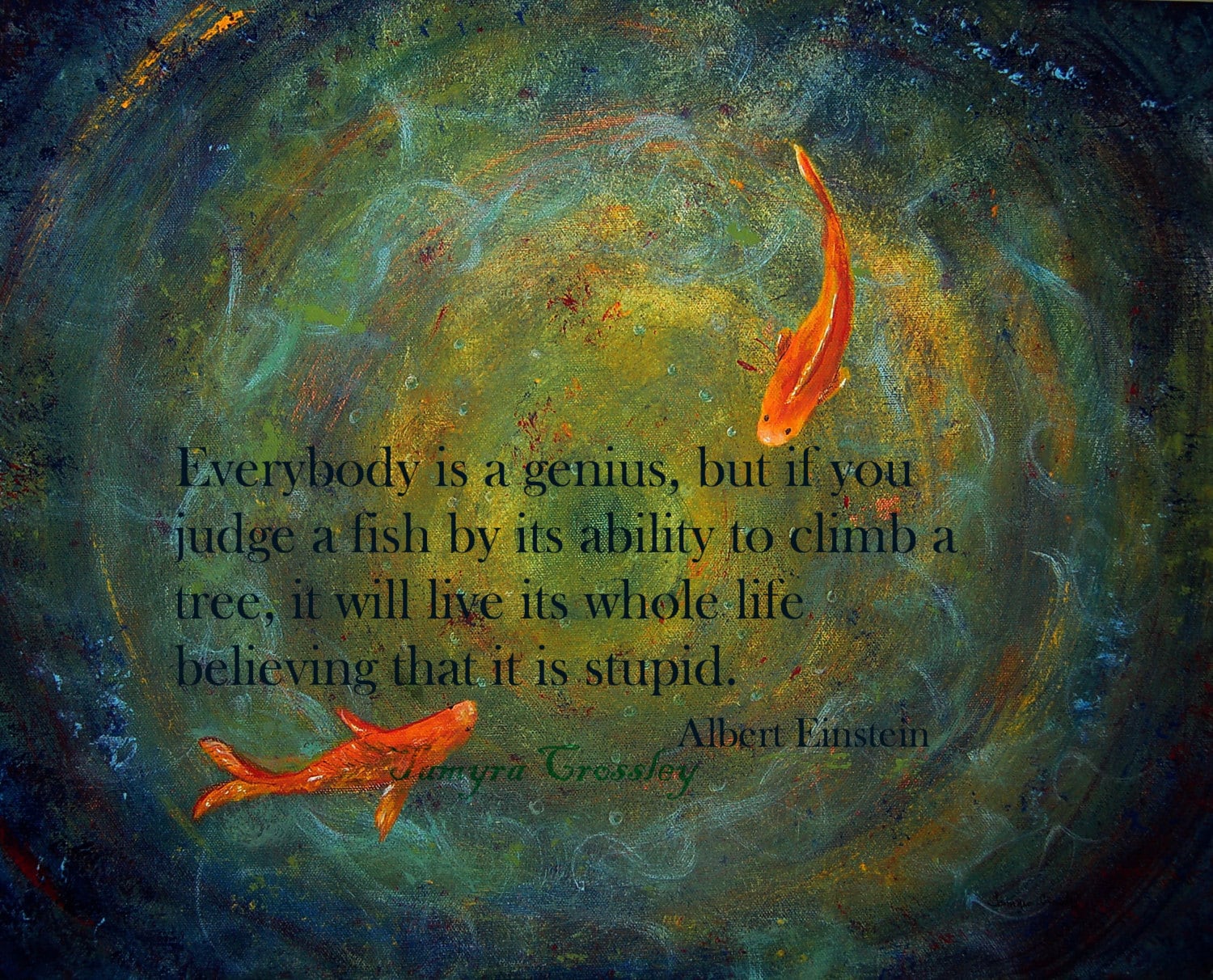 Picture Poster Framed Print Albert Einstein Word Art “Everybody is a GENIUS” 